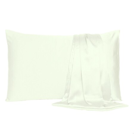 Homeroots 20 x 40 in. Ivory Dreamy Silky Satin King Size Pillowcases 387854